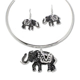 108371, ELEPHANT ENAMEL RHINESTONE ACCENT CHOKER NECKLACE