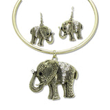 108370, ELEPHANT RHINESTONE ACCENT CHOKER NECKLACE