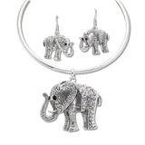 108370, ELEPHANT RHINESTONE ACCENT CHOKER NECKLACE
