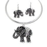 108370, ELEPHANT RHINESTONE ACCENT CHOKER NECKLACE