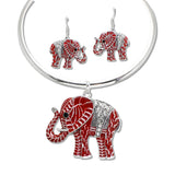 108370, ELEPHANT RHINESTONE ACCENT CHOKER NECKLACE