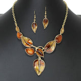 107832, LEAF ENAMEL STATEMENT NECKLACE