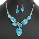 107833, LEAF ENAMEL STATEMENT NECKLACE