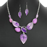 107833, LEAF ENAMEL STATEMENT NECKLACE