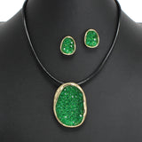 107411, DRUZY GLASS BEADED PENDANT NECKLACE