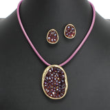 107411, DRUZY GLASS BEADED PENDANT NECKLACE