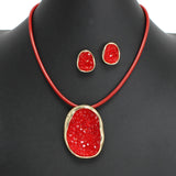 107411, DRUZY GLASS BEADED PENDANT NECKLACE