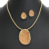 107411, DRUZY GLASS BEADED PENDANT NECKLACE