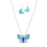 108459, BUTTERFLY GLITTER CELLULOID ACETATE LONG PENDANT NECKLACE