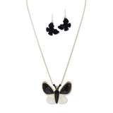 108459, BUTTERFLY GLITTER CELLULOID ACETATE LONG PENDANT NECKLACE