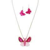 108459, BUTTERFLY GLITTER CELLULOID ACETATE LONG PENDANT NECKLACE