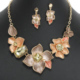 107733, FLOWER ENAMEL WITH RHINESTONE ACCENT NECKLACE