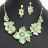 107733, FLOWER ENAMEL WITH RHINESTONE ACCENT NECKLACE