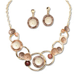 108376, ROUND GEOMETRIC ACCENT ENAMEL NECKLACE