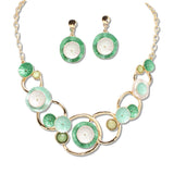 108376, ROUND GEOMETRIC ACCENT ENAMEL NECKLACE