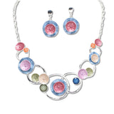 108376, ROUND GEOMETRIC ACCENT ENAMEL NECKLACE