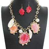 107826, OCEAN THEMED SEASHELL CELLULOID ACETATE STATEMENT NECKLACE
