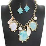 107826, OCEAN THEMED SEASHELL CELLULOID ACETATE STATEMENT NECKLACE