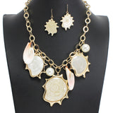 107826, OCEAN THEMED SEASHELL CELLULOID ACETATE STATEMENT NECKLACE