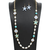 107736, OCEAN THEMED SEA LIFE CELLULOID ACETATE WITH FRESHWATER PEARL LONG NECKLACE