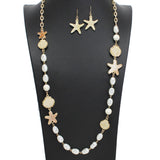 107736, OCEAN THEMED SEA LIFE CELLULOID ACETATE WITH FRESHWATER PEARL LONG NECKLACE