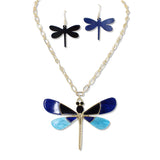 108695, DRAGONFLY GLITTER CELLULOID ACETATE ACCENT NECKLACE