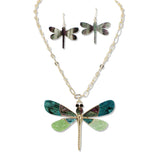 108695, DRAGONFLY GLITTER CELLULOID ACETATE ACCENT NECKLACE