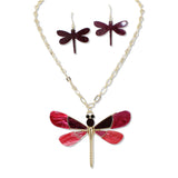 108695, DRAGONFLY GLITTER CELLULOID ACETATE ACCENT NECKLACE