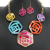 107552, GEOMETRIC CELLULOID ACETATE STATEMENT NECKLACE