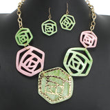107551, GEOMETRIC CELLULOID ACETATE STATEMENT NECKLACE