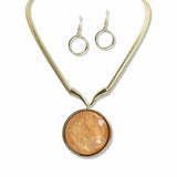 107650, ROUND CELLULOID ACETATE ACCENT STATEMENT NECKLACE