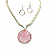 107650, ROUND CELLULOID ACETATE ACCENT STATEMENT NECKLACE