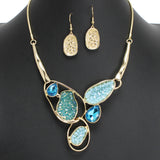 107625, DRUZY STONE ACCENT GEOMETRIC STATEMENT NECKLACE