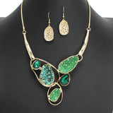107624, DRUZY STONE ACCENT GEOMETRIC STATEMENT NECKLACE