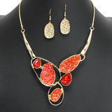 107624, DRUZY STONE ACCENT GEOMETRIC STATEMENT NECKLACE