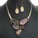107625, DRUZY STONE ACCENT GEOMETRIC STATEMENT NECKLACE