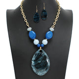107591, TEARDROP GLITTER CELLULOID ACETATE STATEMENT NECKLACE