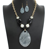 107591, TEARDROP GLITTER CELLULOID ACETATE STATEMENT NECKLACE
