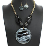 107592, ROUND GLITTER CELLULOID ACETATE STATEMENT NECKLACE