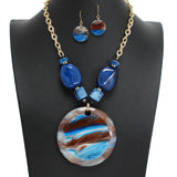 107592, ROUND GLITTER CELLULOID ACETATE STATEMENT NECKLACE