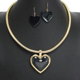 107622, HEART GLITTER CELLULOID ACETATE CHOKER NECKLACE