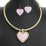 107622, HEART GLITTER CELLULOID ACETATE CHOKER NECKLACE