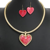 107622, HEART GLITTER CELLULOID ACETATE CHOKER NECKLACE