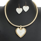 107622, HEART GLITTER CELLULOID ACETATE CHOKER NECKLACE