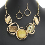 107413, GEOMETRIC CELLULOID ACETATE WITH DRUZY RHINESTONE NECKLACE