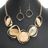 107413, GEOMETRIC CELLULOID ACETATE WITH DRUZY RHINESTONE NECKLACE