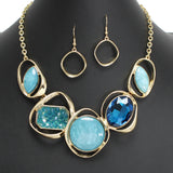 107413, GEOMETRIC CELLULOID ACETATE WITH DRUZY RHINESTONE NECKLACE