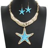 107737, OCEAN THEMED STARFISH CELLULOID ACETATE WITH HAMMERED METAL NECKLACE