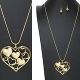 107412, CUTOUT HEART, FULL HEART LONG PENDANT NECKLACE