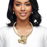 108402, HAMMERED HEART METAL STATEMENT NECKLACE